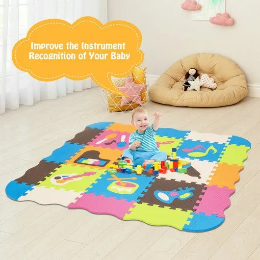 125 Pieces Baby Foam Interlocking Play Mat with Fence Instruments Styles