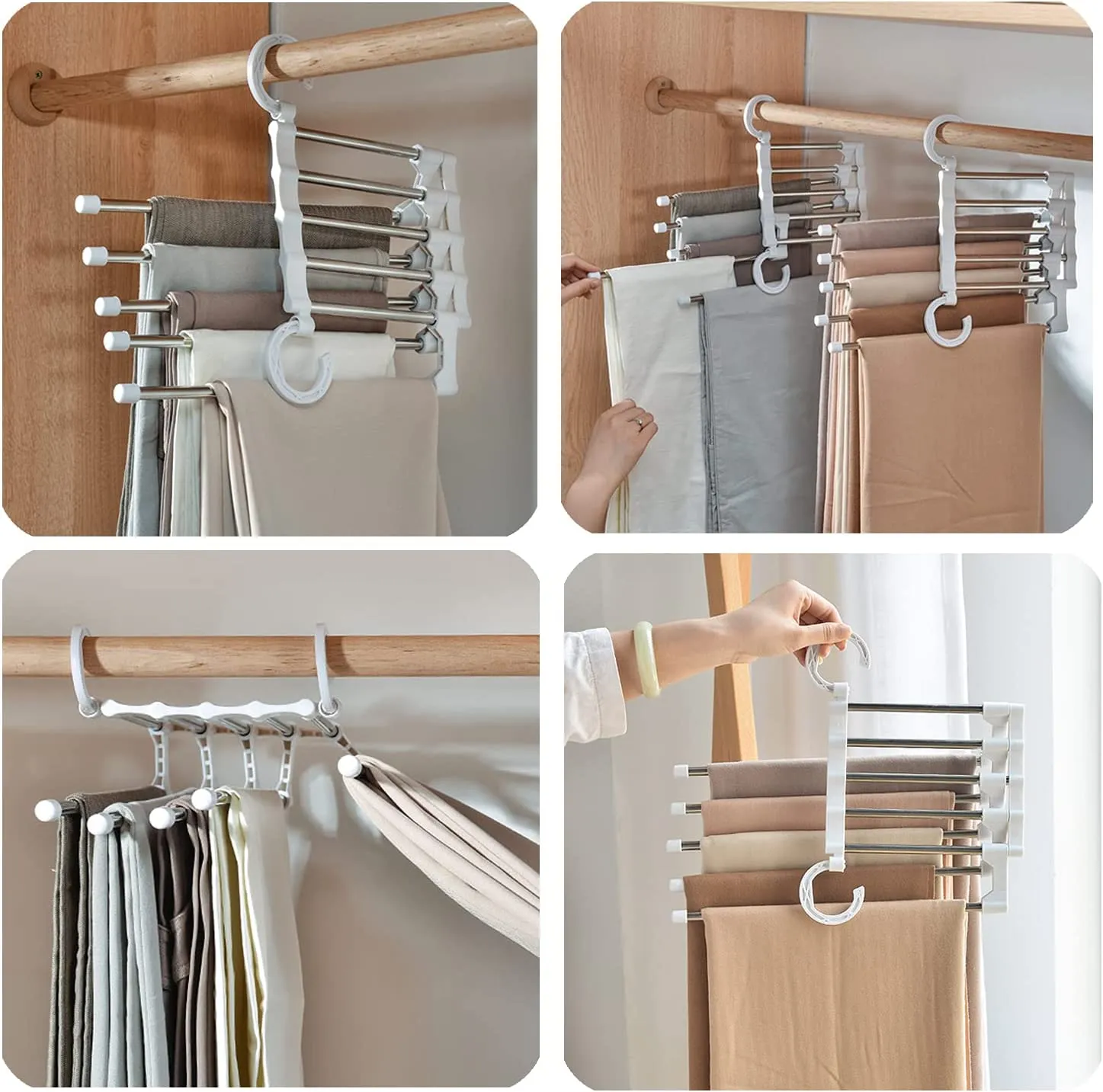 2 Pack Adjustable Stainless Steel Non-Slip Pants Hangers