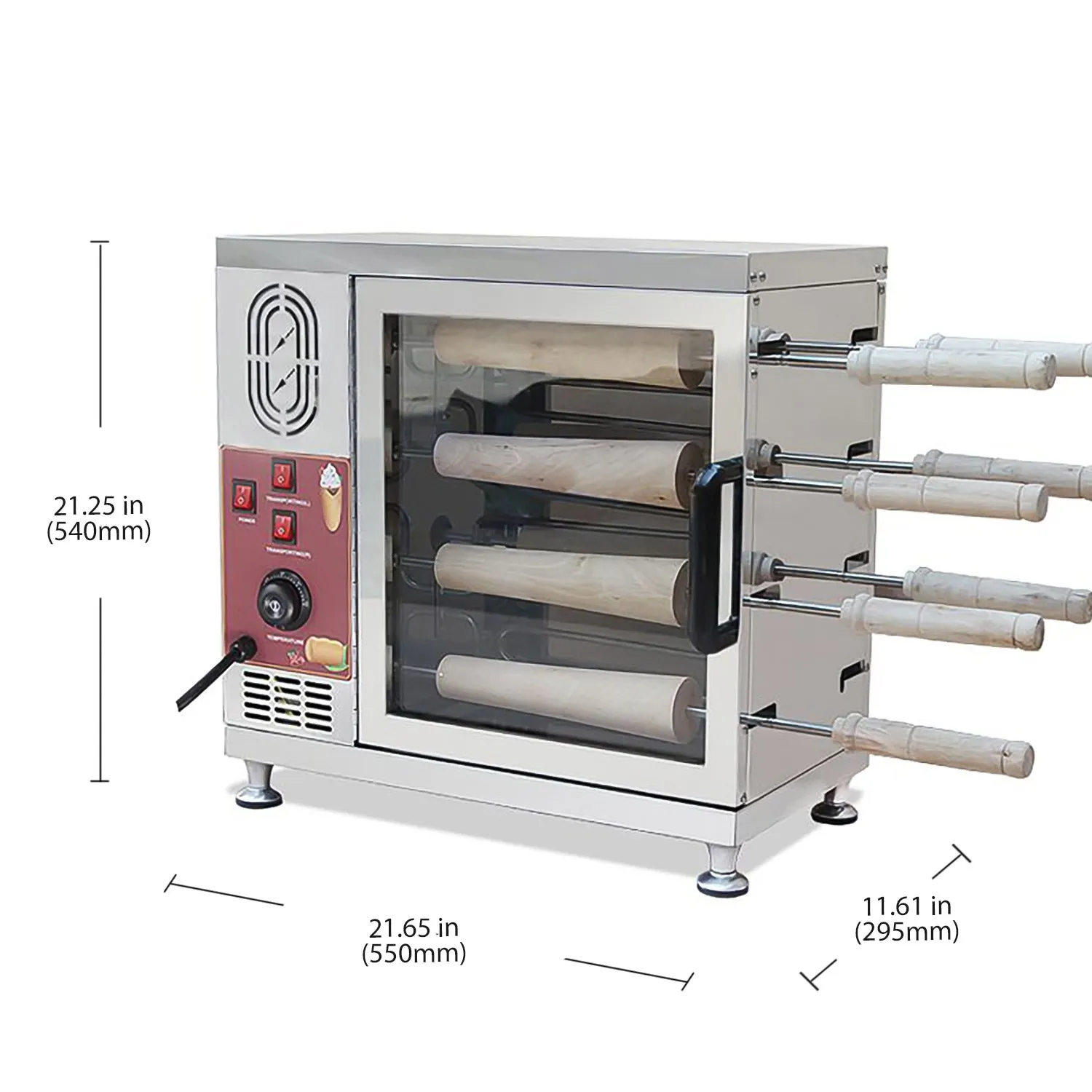 AP-21 Chimney Cake Maker | Electric Chimney Waffle Roller | 8 PCS | Glass Doors | Stainless Steel