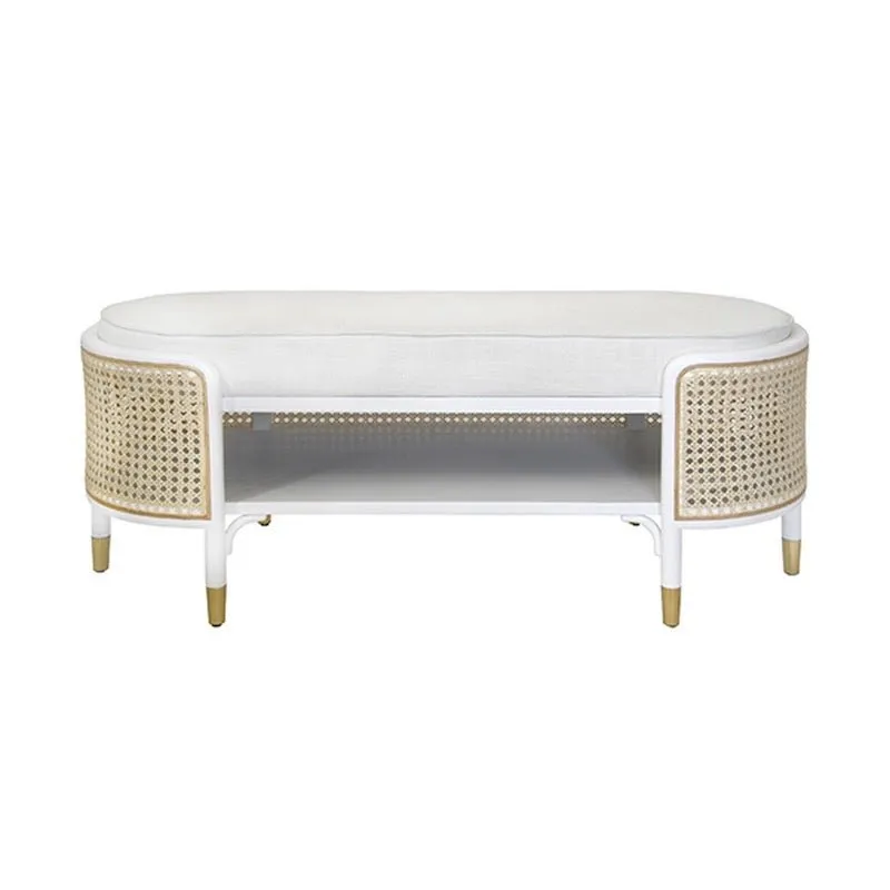 Beale White Bench by Worlds Away