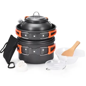 Camping Cookware Set - 67" Durable Camping Pots And Pans For Outdoor Backpacking