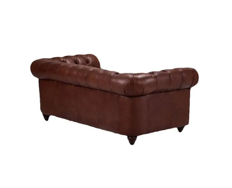 Genuine Brown Eco Leather 2 Seater Chesterfield  Sofa