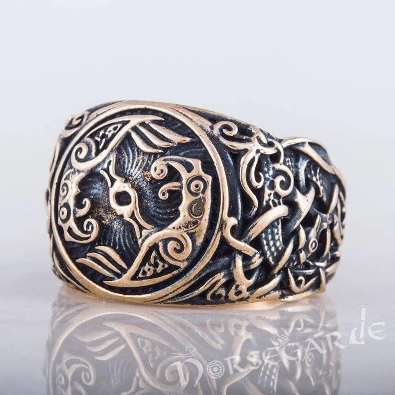 Handcrafted Ravens Mammen Style Ring - Bronze