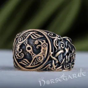 Handcrafted Ravens Mammen Style Ring - Bronze