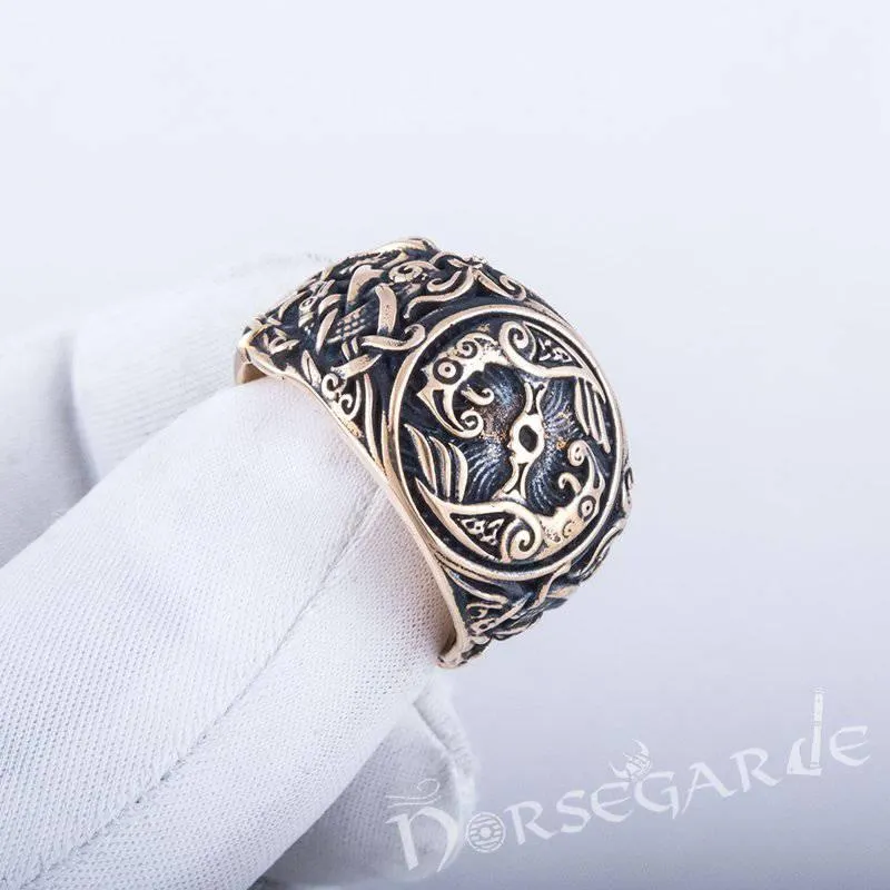 Handcrafted Ravens Mammen Style Ring - Bronze