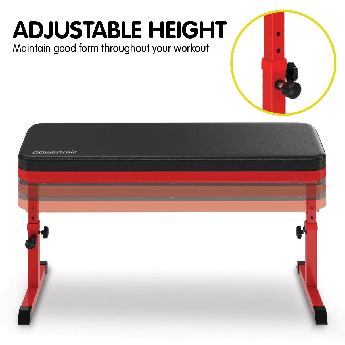 Height-Adjustable Weight Bench, 100kg Capacity, Steel Frame