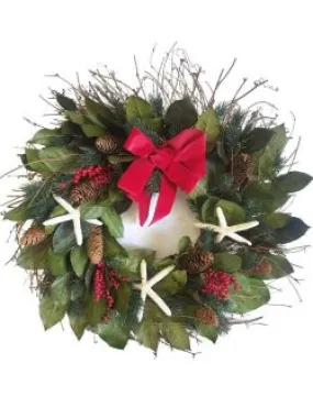 Holiday Starfish Preserved Coastal Wreath