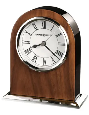 Howard Miller Palermo Table Clock - Walnut & Black with Chrome - White Dial