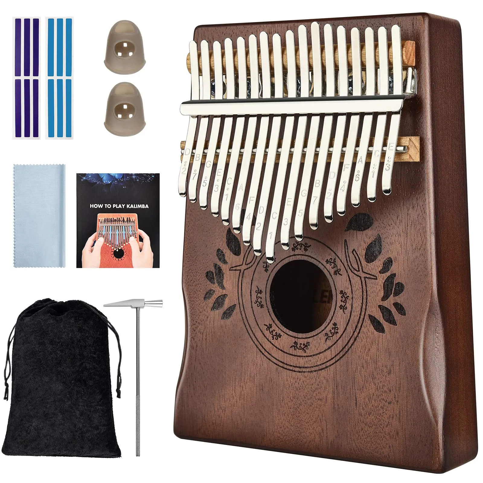 LEKATO 17 Keys Kalimba C Key Mbira Thumb Piano