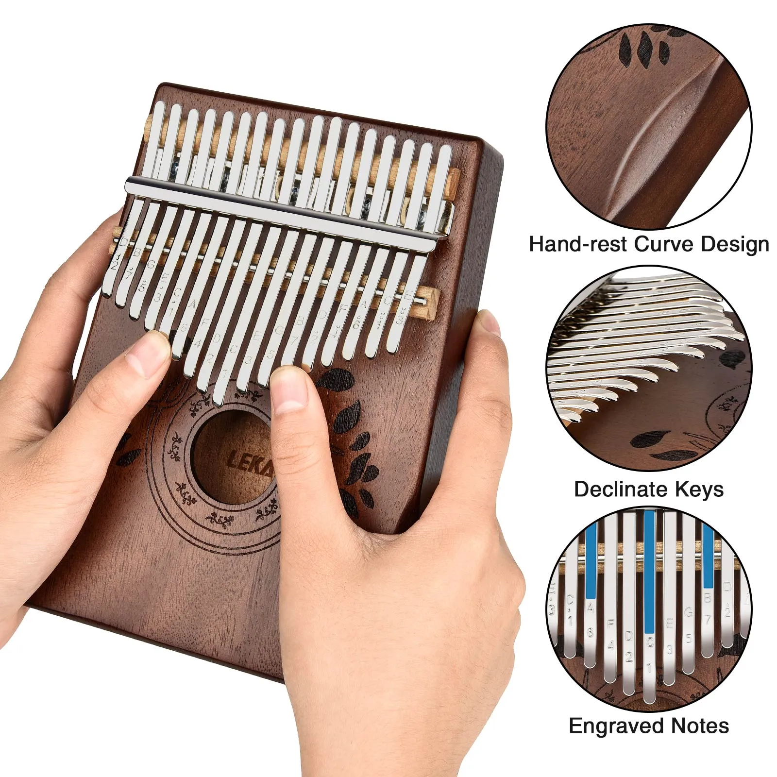 LEKATO 17 Keys Kalimba C Key Mbira Thumb Piano