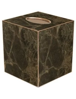 Marble Elegance Decoupage Wood Tissue Box