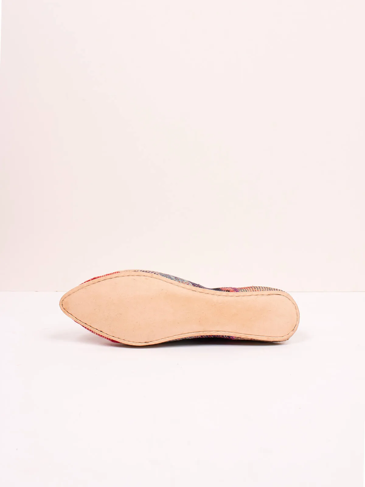 Moroccan Boujad Pointed Babouche Slippers, Agafay Check