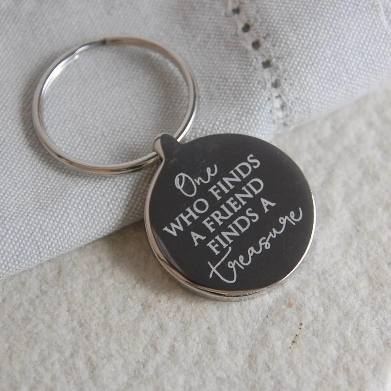 One Who Finds A Friend Keyring