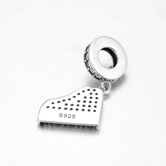 Sparkling Piano Dangle Charm 925 Sterling Silver