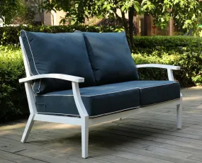 Ulax Furniture Outdoor Patio Aluminum Loveseat Bench with Cushion